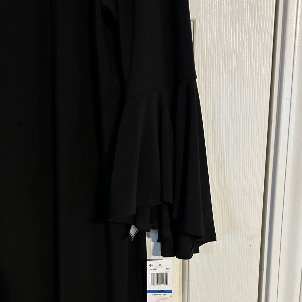 MSK Black Long Sleeve Dress with Silver Sequin Neckline - Picture 4 of 8